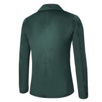Blazer ajustado de terciopelo con dos botones para hombre, Color sólido - details 6