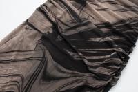 TRAFZA-Vestido largo plisado sin mangas para mujer, traje elegante con estampado de tul, ajustado, para otoño, 2023 - details 11
