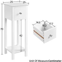 Mesita de Noche de Madera Lacada Alta 2pcs con Cajón y Estante 25x25x70cm - details 2