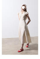 Vestido floral del sur de Francia, estilo de vacaciones de verano en el campo para mujer, mono de manga corta, falda larga con tirantes - details 31