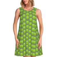 Vestido Duo de búho sin mangas informal para mujer, divertido pájaro verde, viajes personalizados, D-Duogos - details 152