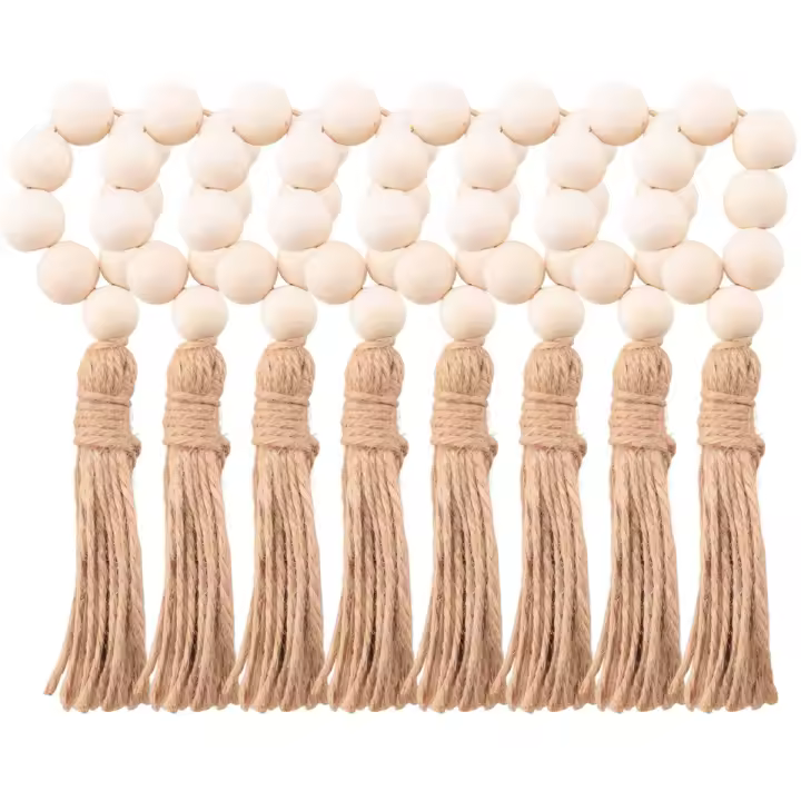 8 Uds. Servilleteros de cuentas de madera Natural hechos a mano, soporte para anillos para Fiesta de bodas, decoración del hogar, Hotel, mesa, decoración de cena - 1