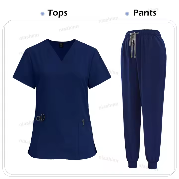Exfoliante médico, bata quirúrgica de enfermería, exfoliante elástico de alta calidad, uniforme de color sólido para atención médica, ropa de trabajo al por mayor, unisex - 1