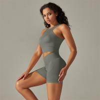 Camiseta Deportiva sin Costuras Conjunto de Gimnasio para Mujer Leggings de Yoga de Cintura Alta Traje de Fitness Type de Patrón Sólido Material Exterior y Lining de Poliéster Temporada Primavera/Verano - details 42