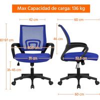 Silla de Oficina Ergonómica Transpirable, Ajustable en Altura, Soporte Lumbar, Giratoria para Max 136 KG - details 47