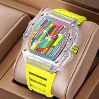 Reloj de Pulsera de Cuarzo de Lujo Automático Estilo Hueco Impermeable Deportivo Correa de Cuero - details 16