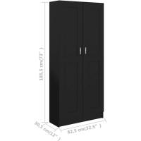 Armario de Libros Estante Estantería Soporte Almacenamiento Muebles Decoración Gabinete Oficina Estudio Contrachapada Negro 82,5x30,5x185,5 cm - details 2