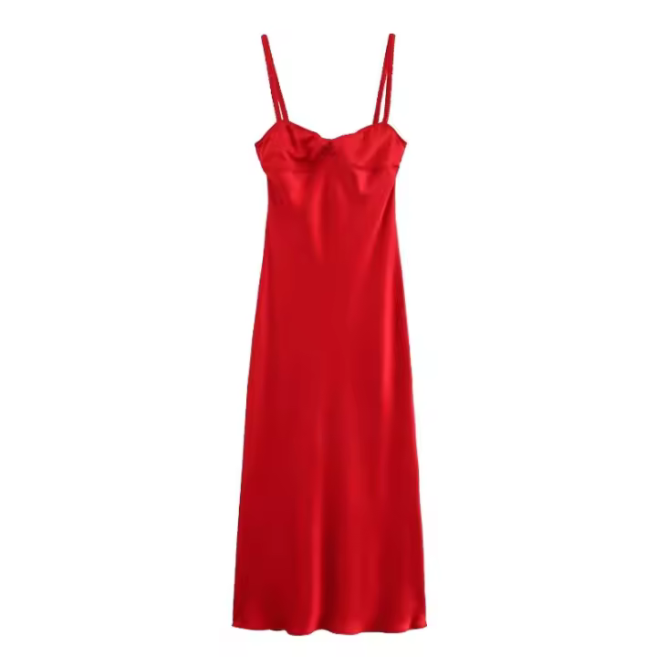 Ropa de mujer europea y americana, textura de satén de seda francesa ropa interior vestido de tirantes 2340 - 1