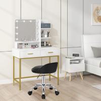 Silla de Oficina de Cuero Sintético Silla de Escritorio sin Brazos Taburete Giratorio para Sala de Masaje SPA Taburete de Tocador Blanco - details 14