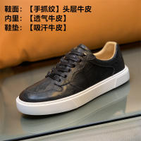Zapatos casuales de cuero vacuno rayado a mano de alta gama para hombre - details 2