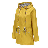 Camiseta impermeable con capucha a rayas de manga larga para mujer, longitud media - details 25