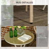 Juego de Muebles de Jardín de Ratán Conjunto de Mesa y 2 Sillas Piezas Extraccibles para Exteriores Terraza Césped Balcón Caqui - details 6