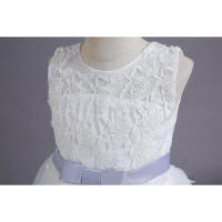 Vestido de fiesta blanco de novia con cola para niñas, con lazo para actuación - details 4