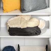 Armario alto de 2 puertas, mueble auxiliar de almacenamiento multifuncional con 5 estantes y estantes ajustables, moderno para salón, dormitorio, cocina, 59x31x155 cm, blanco. - details 7