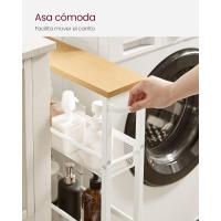 Carro de 4 Niveles, Carro Estrecho de Cocina con Ruedas, con Asa, para Espacio Reducido, 22 x 45,4 x 77 cm, para Cocina, Baño, Salón, Estudio, Marrón Rústico y Negro - details 30