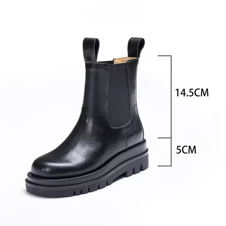 Nuevas botas de chimenea de cuero, botas de plataforma para hombre estilo Chelsea - 1