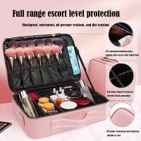 Estuche de cosméticos portátil de cuero PU, gran capacidad, bolsa de almacenamiento de maquillaje impermeable, caja de 1 unidad - details 1