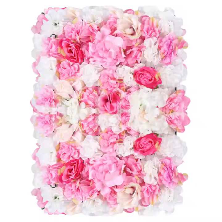Paneles de flores artificiales para pared, Hortensia falsa y rosa, 24x16 pulgadas, 20 paquetes - 1