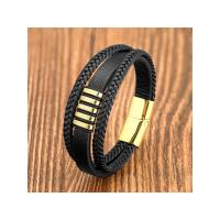 Pulsera de Cuero de Diseñador de Lujo en Acero Inoxidable Nuevo Para Hombre Italiano Encanto Punk Regalos de Vacaciones Compatible con la Piel - details 3