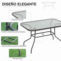 Mesa de Jardín Exterior Rectangular de Metal con Borde Curvado Capacidad de 70kg Vidrio Templado - details 4