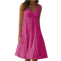 Vestido Mini Casual Elegante Sin Mangas Para Mujer Verano 2024 Con Volantes Y Cuello En V Estilo Playa Y Fiesta Sundress Oversize Streetwear - details 4