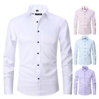 Camisa social grande de otoño/invierno 6XL para hombre, manga larga, moda sin hierro, informal, de negocios, blanco puro - details 1