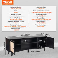 VEVOR soporte de TV de ratán para TV, soporte de TV Boho con puerta de ratán, centro de entretenimiento con enchufe incorporado y puertos USB - details 10