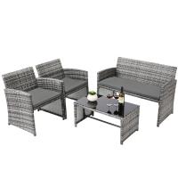 Juego de muebles de mimbre para Patio exterior, silla de mimbre para Patio, Patio trasero, porche, balcón y jardín, 4 piezas - details 5