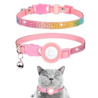 Collar ajustable Bling con campana para gato, collares de lujo para perros y gatos pequeños con funda para Apple Airtag, accesorios para gatos - details 7