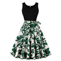 Chaleco retro de verano para mujer, sin mangas, negro, con estampado ortográfico, mono. - details 2