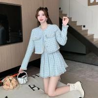 Otoño/Invierno nuevo conjunto elegante de chaqueta corta y falda plisada de cintura alta para mujer-traje de dos piezas adelgazante de moda - details 8
