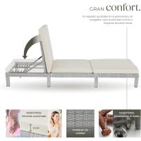 Taburete de Jardín Exterior de Ratán y Acero Tumbona de Piscina con Resaldo Ajustable en 6 Posiciones Tumbona de Playa Estable y Resistente a Intemperie Limpieza Fácil - details 20
