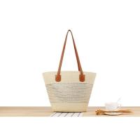 Bolso de hombro de vacaciones versátil tejido a mano con textura premium, de gran capacidad y a rayas. - details 5