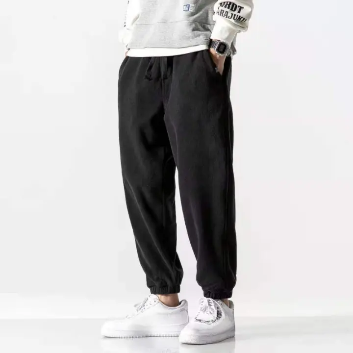 Ropa deportiva de lana polar para hombre, pantalones informales cálidos con cintura elástica para correr, cómodos a la moda de otoño - 1