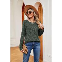 Jersey de manga larga para mujer, camiseta holgada con cuello redondo, tops de Color sólido, otoño e invierno, nuevo - details 17