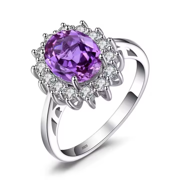 Anillo de lujo de plata de zafiro azul, princesa Diana de moda, damas, regalo del Día de la Madre - 1
