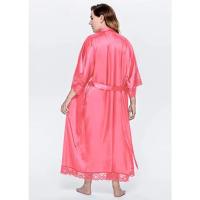 Vestido tipo kimono largo Sexy para mujer, bata de baño de encaje, lencería, camisón de seda helada, camisón de Color sólido, ropa de dormir de talla grande #     0701 - details 13
