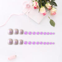Uñas postizas moradas con estampado de mariposas, uñas naturales irrompibles, uso sencillo para ir de compras, citas - details 1