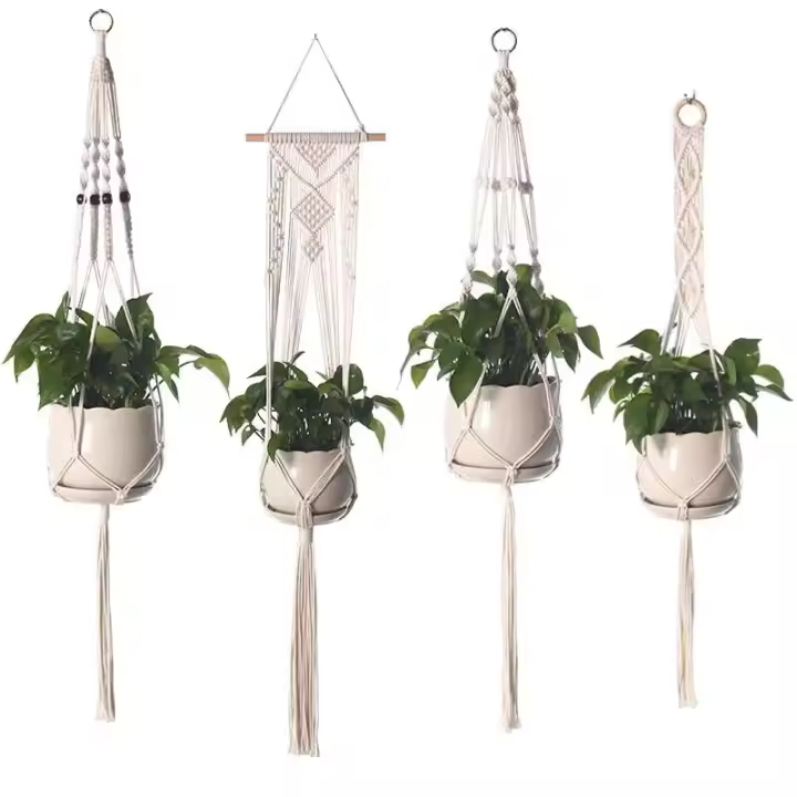 DIY hecho a mano colgante de pared Boho algodón rame planta colgador maceta titular decoración del hogar al por mayor - 1