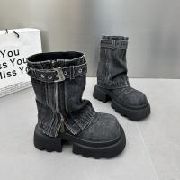 Botas de mezclilla martin para mujer, botas cortas informales, zapatos de invierno - details 1