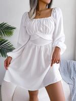 Elegante Vestido de Manga Larga con Volantes para Mujer Estilo Retro Suelto A Línea - details 4