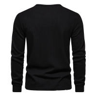 Camiseta de manga larga Henley para hombre, camisa básica transpirable con botones, informal, Color sólido, otoño - details 18