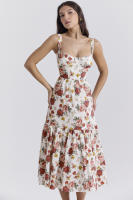 Nuevo vestido de verano para mujer, largo medio, floral picante, con espalda expuesta y tirantes sin mangas, para mujer en verano - details 1