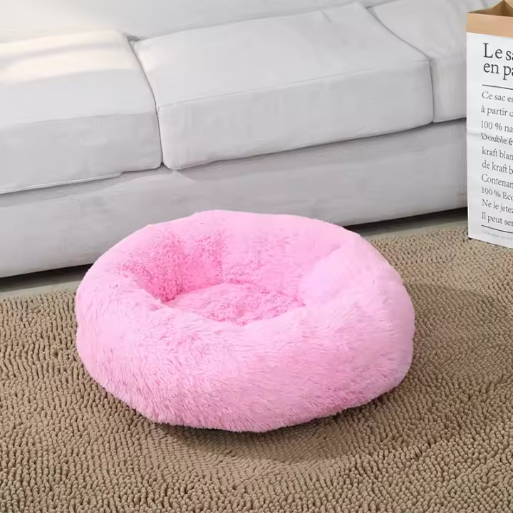Cama redonda de felpa para gatos, cojín suave y largo, cesta para perros, productos para mascotas, alfombrilla para animales, sofá para dormir - 1