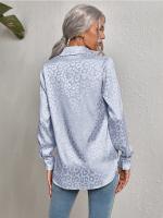 Blusa De Seda Casual Leopardo Para Mujer Camisa De Oficina Con Botones Manga Larga Ajustable Estilo Elegante Tops Blusas - details 8