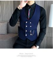 2025 último estilo doble botonadura hombres traje chaleco botón dorado Slim Fit Formal novio boda chaleco ropa de calle chaleco sin mangas chaqueta - details 10