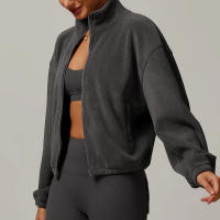 Chaqueta de lana Chaqueta con cremallera para mujer Chaqueta informal suave y cómoda de invierno suave y cálida Ropa para exteriores con cuello alto - details 0