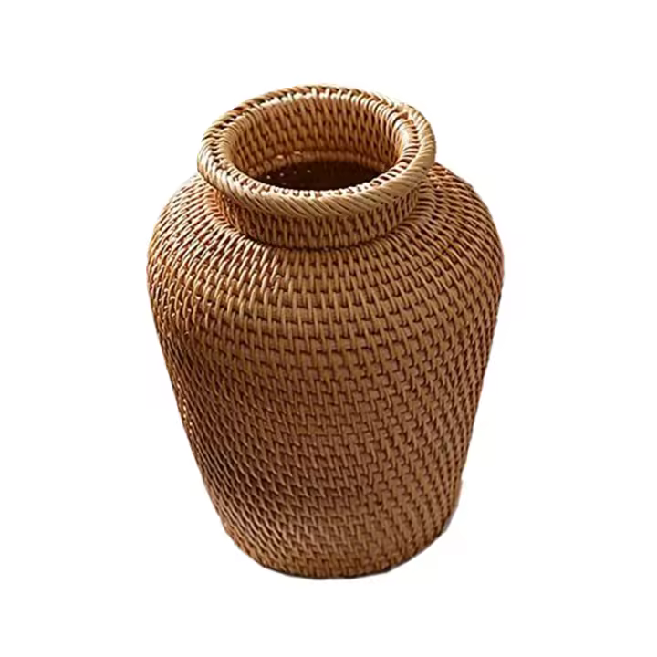 Florero tejido de ratán para decoración del hogar, florero de arte, plantas de Decoración de mesa a la moda - 1