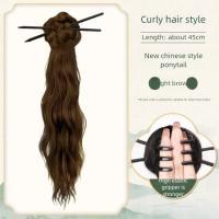 Horquilla para el pelo, cola de caballo larga ondulada y rizada, nuevo estilo chino, moño de flores, peluca con pinza, cola de caballo esponjosa, postizo, Cheongsam - details 7