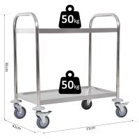 Carrito de Cocina de Acero Inoxidable 2 Banjas y 2 Brazos para Comedor Salón 70,5x40,5x81 cm - details 4